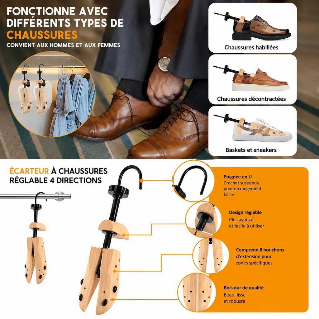 Élargisseur de Chaussures en Bois — en situation