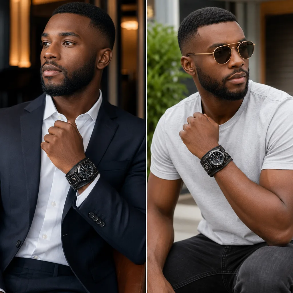 Montre Homme Cuir — en situation