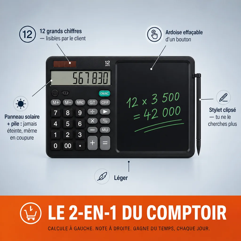 Calculatrice + Ardoise Magique — caractéristiques